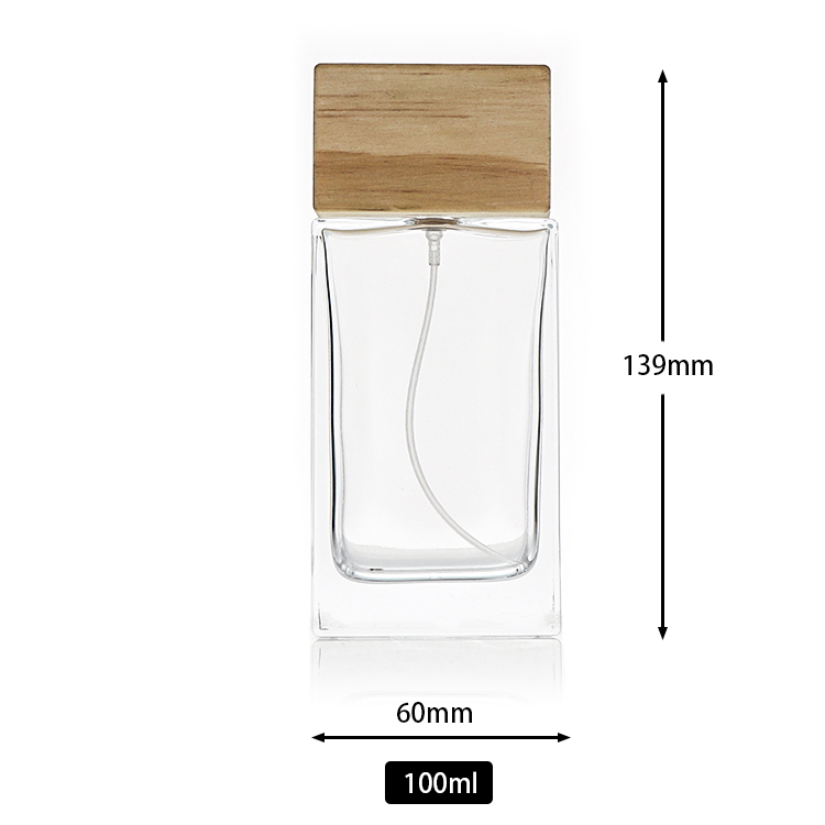 100ml Square Clear Glass Perfume Bottle with Wooden Cap - Xuzhou OLU Daily Products Co., Ltd.