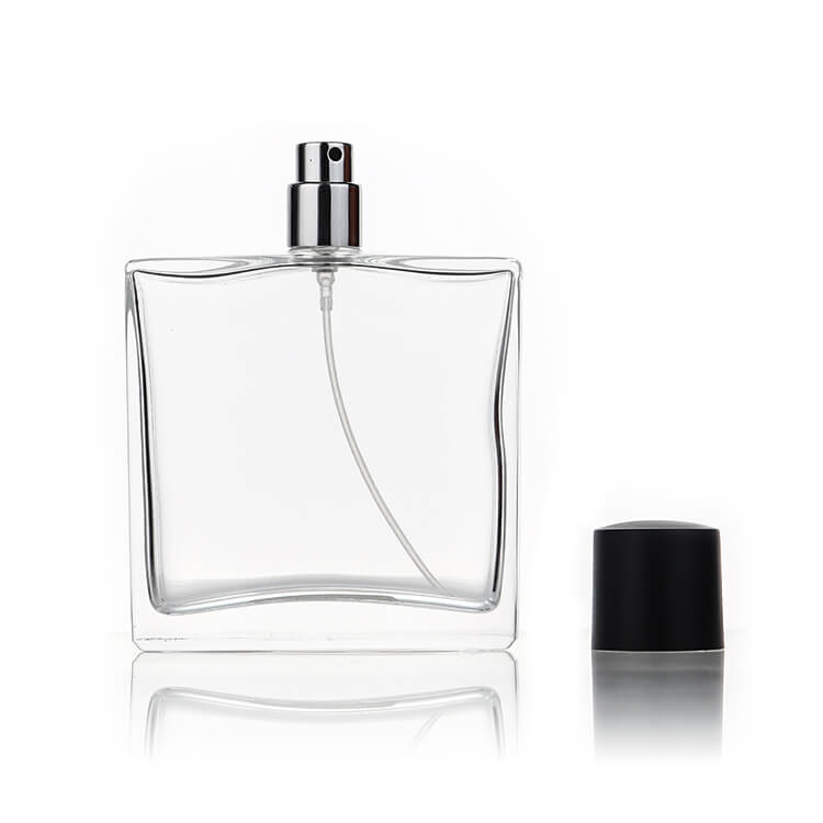 100ML Flat Square Perfume Atomizer Glass Bottle with Cap