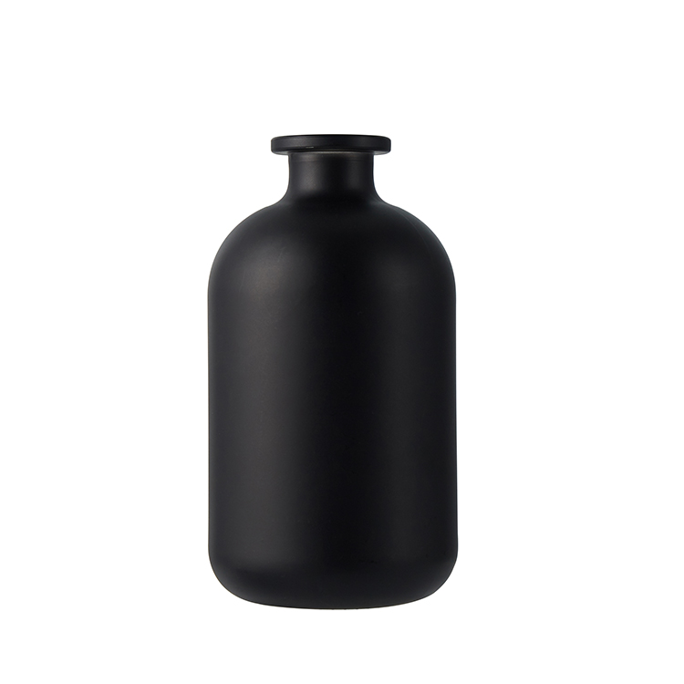 Clear Matte Black Round Glass Liquor Bottle with Cork Top - Xuzhou OLU Daily Products Co., Ltd.