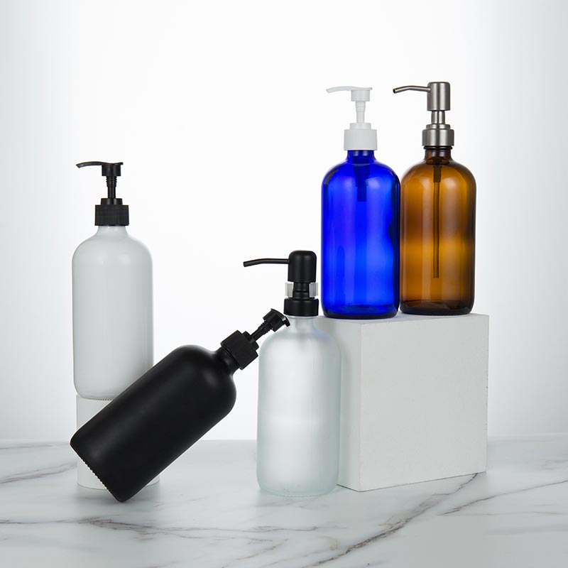 250ml-Plastic-Steel-Lotion-Pump-Shampoo-Hand-Wash-Glass-Boston-Bottles