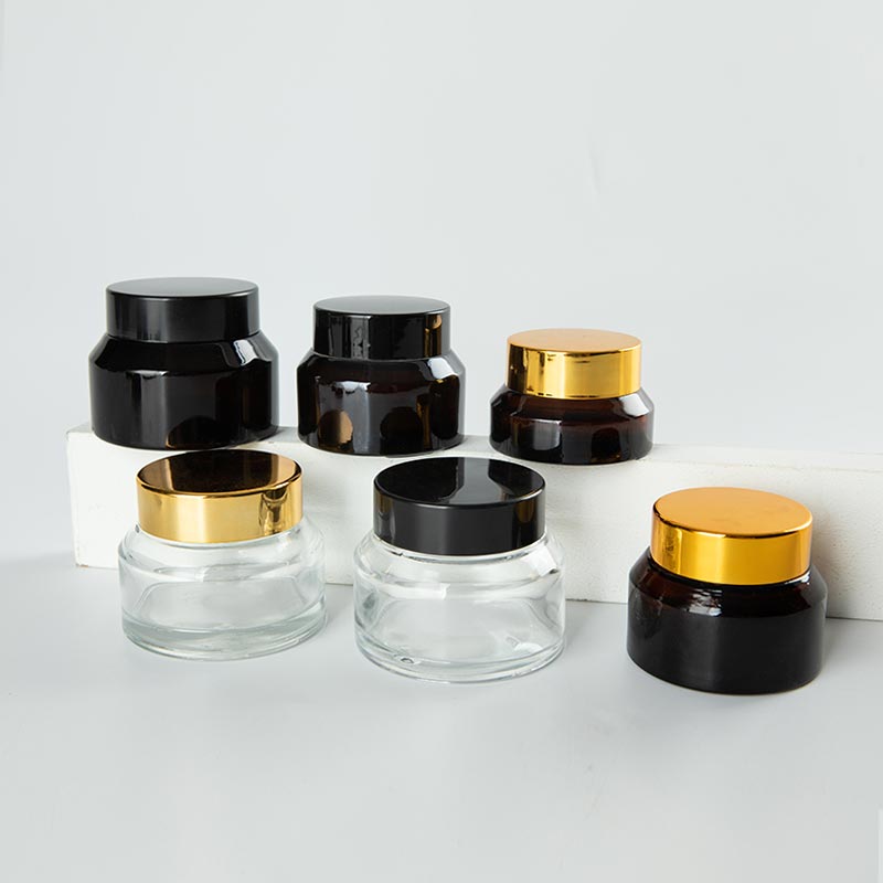 30g 50g 100g Clear Amber Black Cream Glass Jars