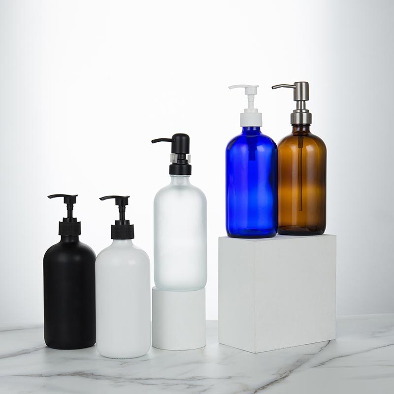 Amber Cobalt Blue Lotion Pump Boston Glass Soap Dispenser Bottle - Xuzhou OLU Daily Products Co., Ltd.