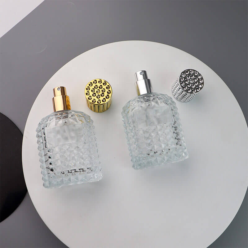 Textured Luxury 30ml 50ml Electroplate Cap Perfume Container - Xuzhou OLU Daily Products Co., Ltd.