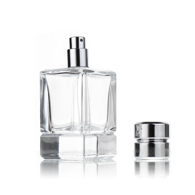 50ML Square Oil Perfume Dispenser Glass Bottle with Spray Pump