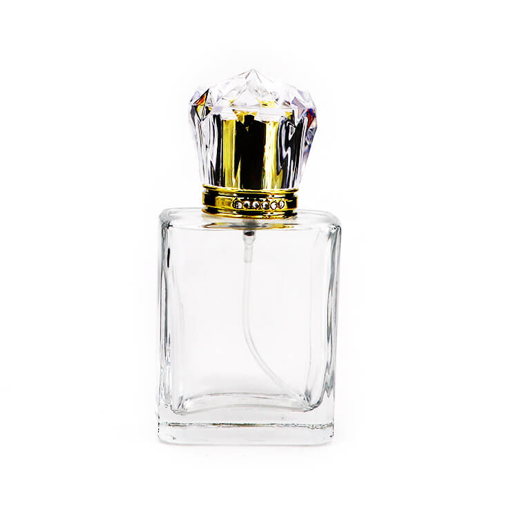 50ml Square Cologne Perfume Glass Bottle Dispenser with Sprayer