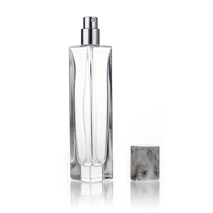 50ML Slender Square Glass Spray Perfume Bottle with Marble Cap