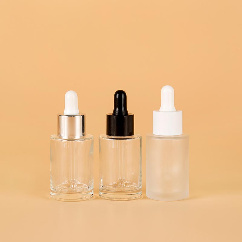 1 oz Clear Frost Flat Shoulder Glass Dropper Oil Bottle with Cap - Xuzhou OLU Daily Products Co., Ltd. Featured Image