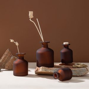 Amber-Frosted-Decorative-Home-Aroma-Reed-Diffuser-Glass-Bottle
