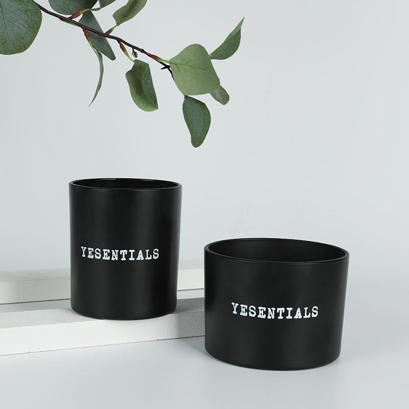Black Glass Candle Jar with Logo Printed