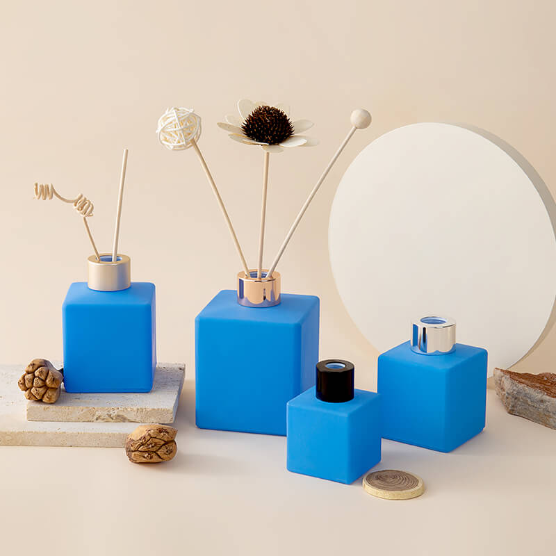 Square Blue Reed Diffuser Glass Bottles