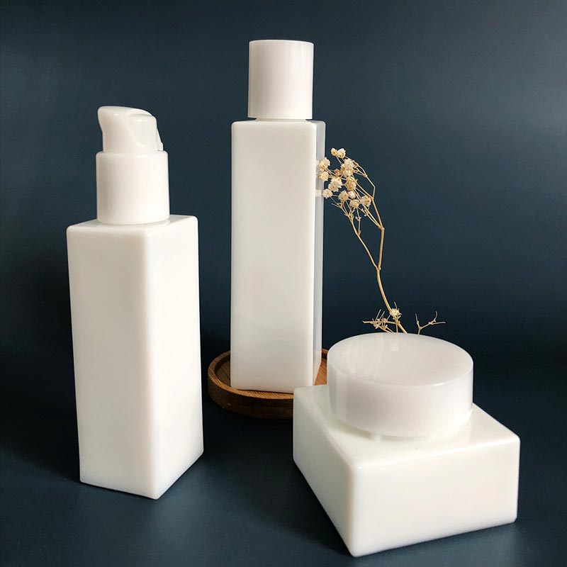 White Porcelain Square Lotion Bottles Cosmetic Jars Set