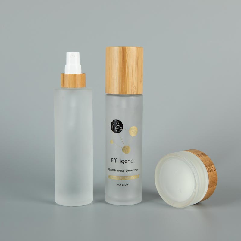 bamboo lid lotion glass bottles