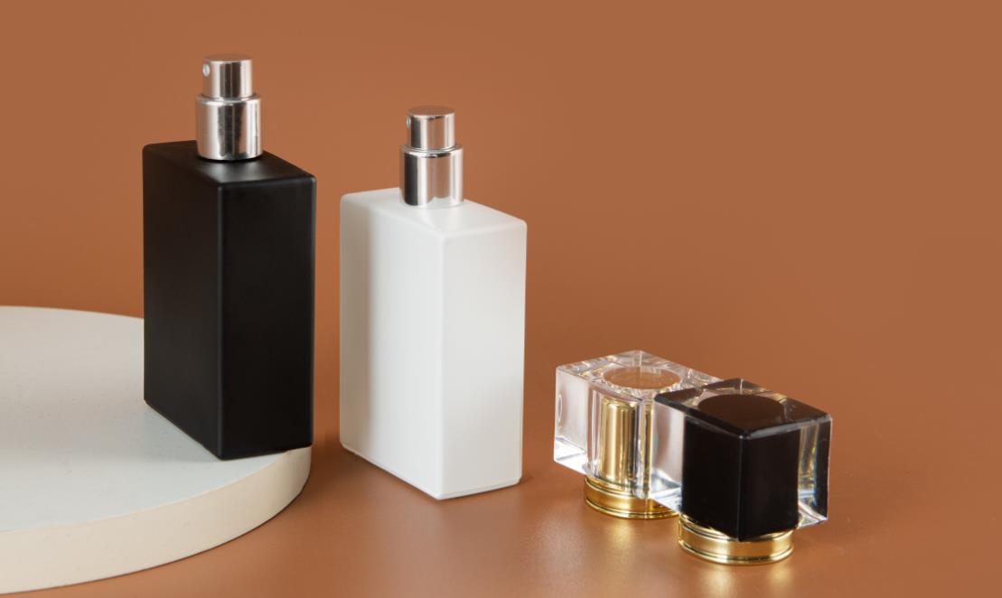 black white perfume glass bottles