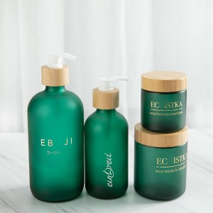 China Wholesale Hand Wash Empty Bottle Factory – 
 Green 250ml 500ml Sanitizer Dispenser Bathroom Storage Jars with Bamboo Lid – Nayi