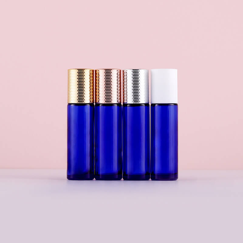 Cobalt Blue 10ml Roll Ball Cosmetic Oil Glass Vials with Caps - Xuzhou OLU Daily Products Co., Ltd.