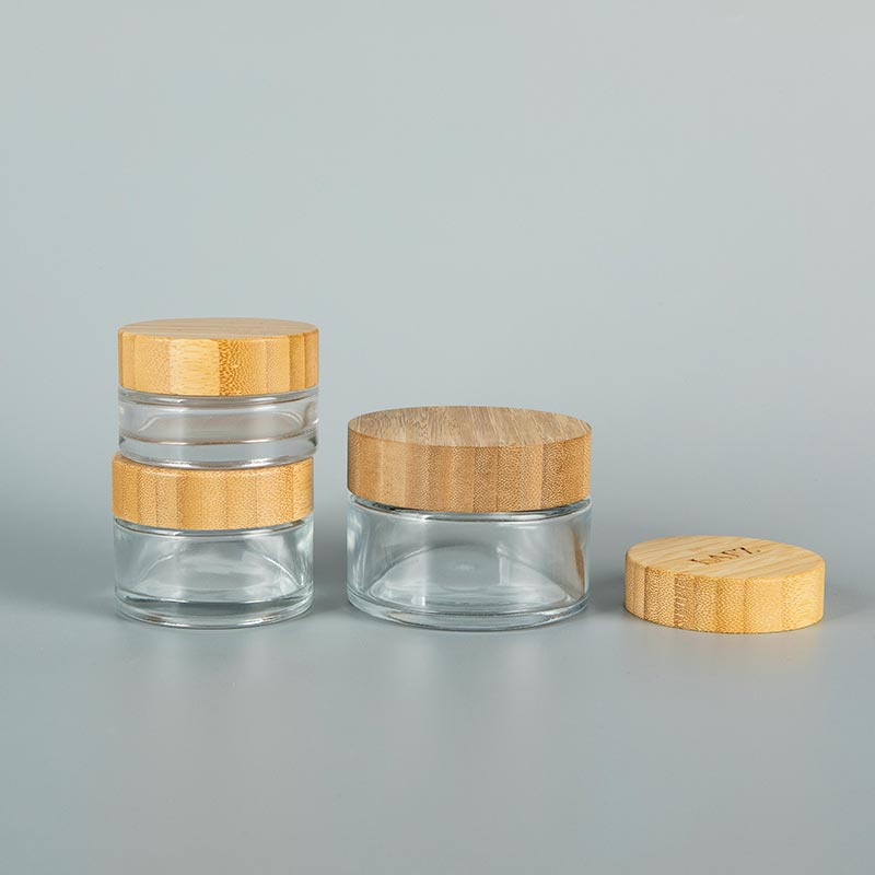 Clear 30g 50g 100g Wooden Lid Moisturizing Cream Glass Jar - Xuzhou OLU Daily Products Co., Ltd.