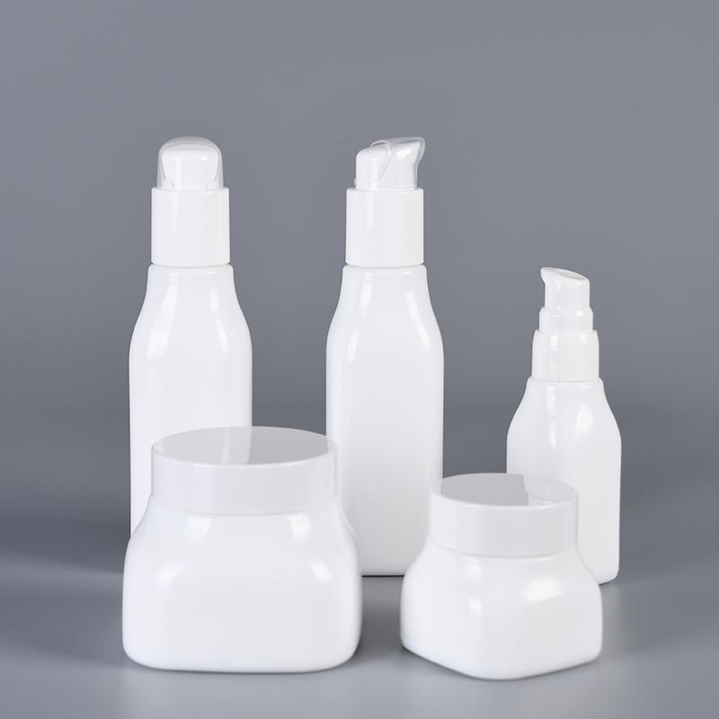 Luxury Opal Glass Skincare Lotion Bottles Cream Jars Set