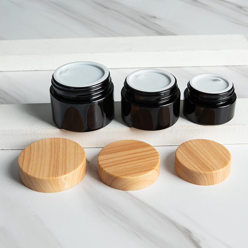 Black Cosmetic Container Plastic Lid 15g 30g 50g Glass Cream Jar - Xuzhou OLU Daily Products Co., Ltd.
