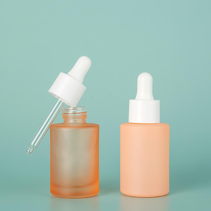 Small Orange Refillable Liquid Skincare Glass Dropper Pump Bottle
