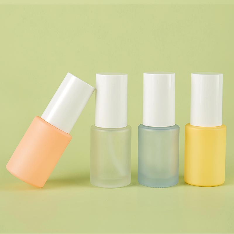 Custom 1oz Essential Oil Skincare Glass Pump Bottles with White Caps - Xuzhou OLU Daily Products Co., Ltd. Featured Image