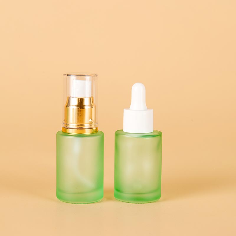 Green Frosted Empty Pump Dropper Glass Oil Lotion Bottles