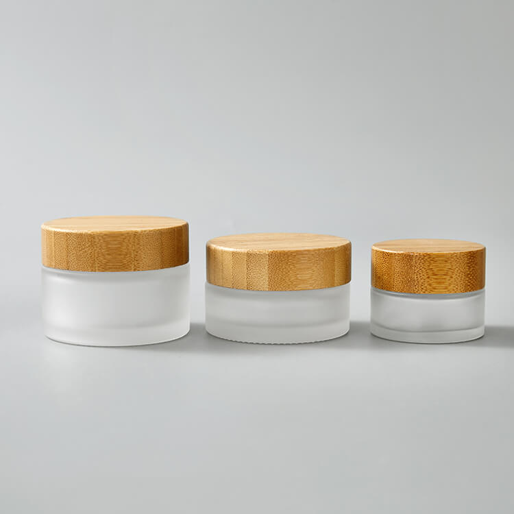 Frosted Small 5g 10g 15g Lippie Eye Cream Glass Jars with Bamboo Lid
