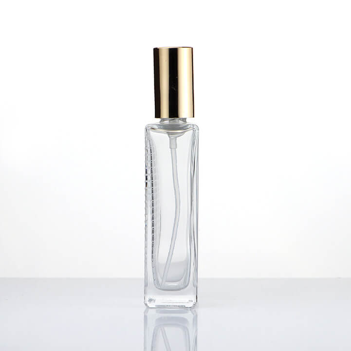 Plaid textured Flat Square 50ml 100ml Men' s Perfume Glass Bottle - Xuzhou OLU Daily Products Co., Ltd.