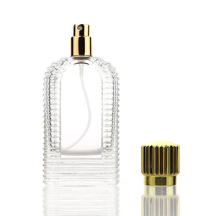 60ml Stripes Faraway Perfumes Dispenser Glass Bottle with Golden Cap