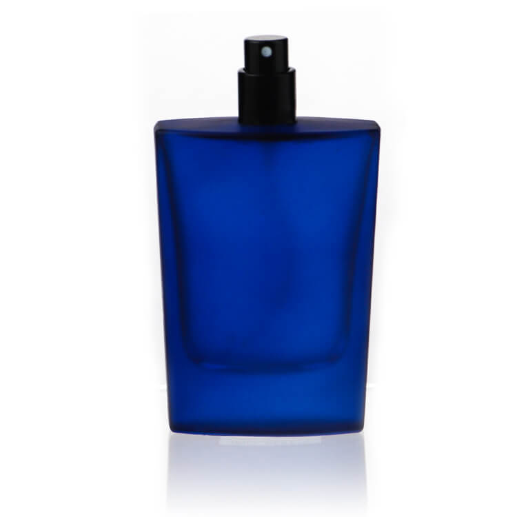 Flat 50ml Blue Frosted Glass Perfume Atomizer Bottle - Xuzhou OLU Daily Products Co., Ltd.