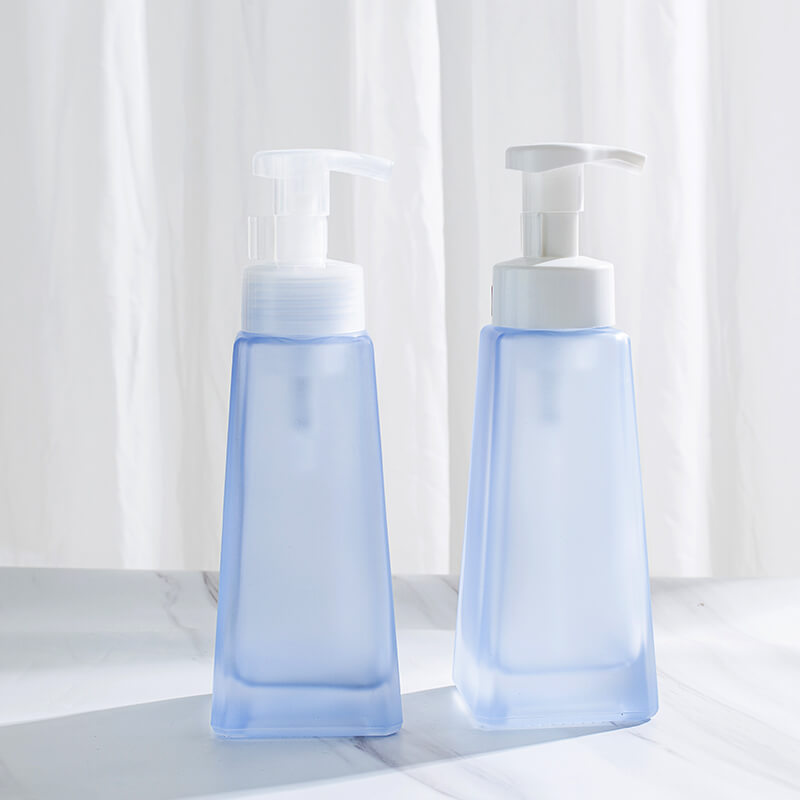 Blue 375ml Liquid Soap Foaming Glass Dispenser Bottle