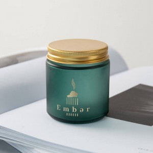 China Wholesale Matt Candle Jars Factory – 
 4oz Custom Green Amber Glass Candle Jar with Aluminium Lid – Nayi