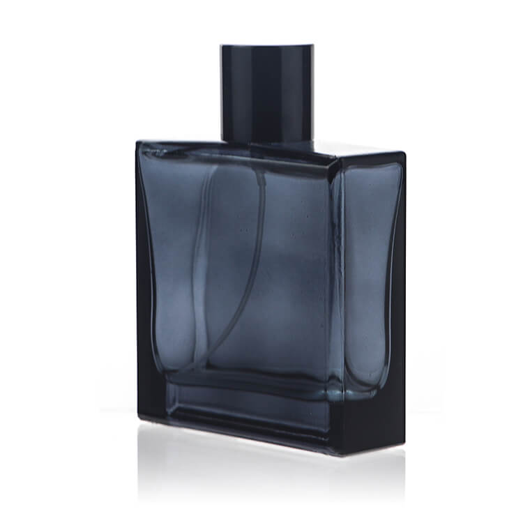 100ml Gray-Blue Flat Square Perfume Bottle Glass Packaging