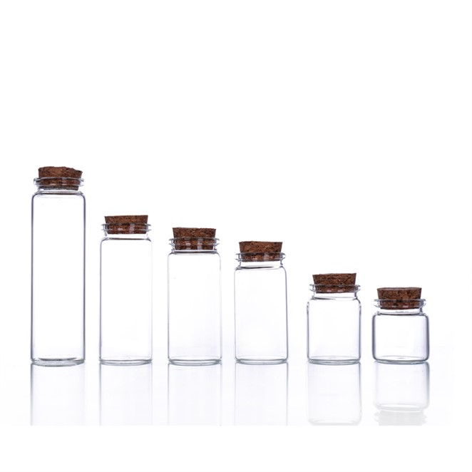 1-10ml Clear Empty Cork Glass Vials for Cosmetic Oil