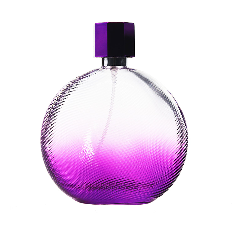 k-5812 100ml Striped Surface Purple Ombre Perfume Glass Bottle