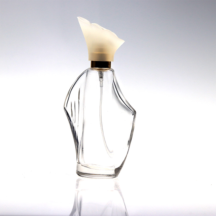 k-6150 100ml Unique Shape Transparent Women Perfume Glass Bottle