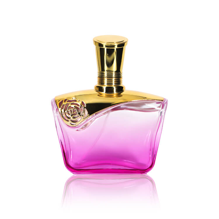k-6377 100ml Pink Women's Perfume Glass Bottle with Gold Lid