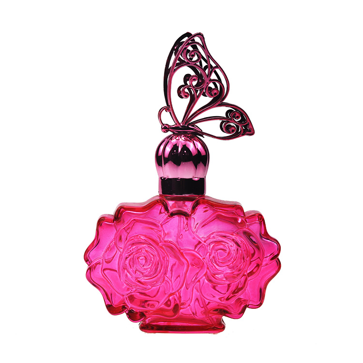k-6715 90ml Flower Women Perfume Glass Bottle with Butterfly Cap