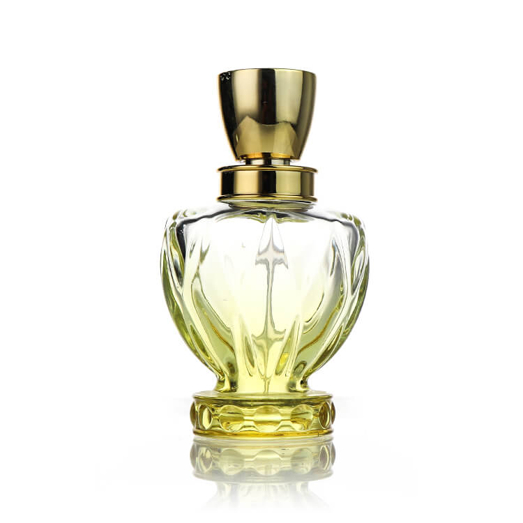 k-7139 110ml Yellow Perfume Glass Atomizer with Gold Cap