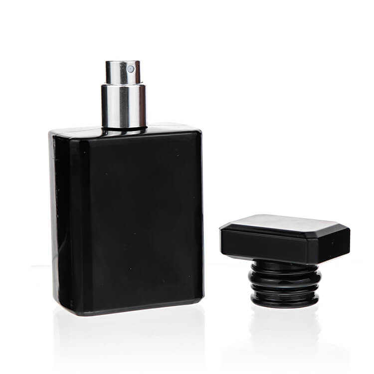 Black 50ML Square Men's Perfume Cologne Glass Bottle - Xuzhou OLU Daily Products Co., Ltd.