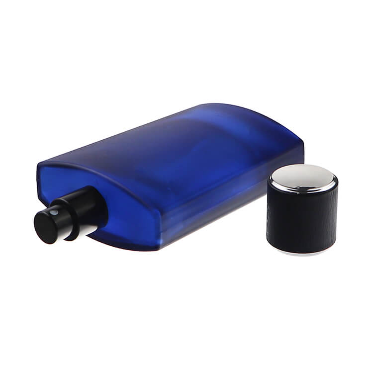 Flat 50ml Blue Frosted Glass Perfume Atomizer Bottle - Xuzhou OLU Daily Products Co., Ltd.