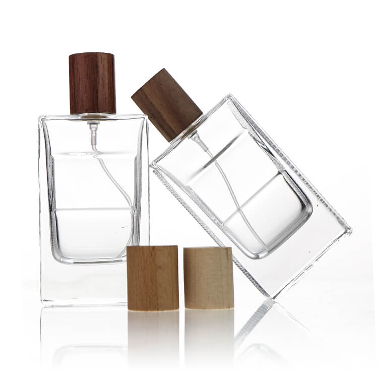 Custom 60ml Square Thick Glass Perfume Bottle with Wooden Cap - Xuzhou OLU Daily Products Co., Ltd.