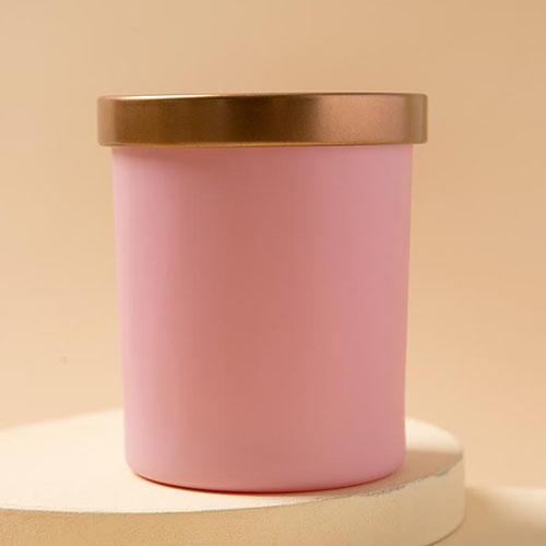 pink glass candle container