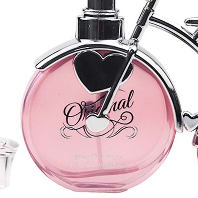 pink glass perfume bottle