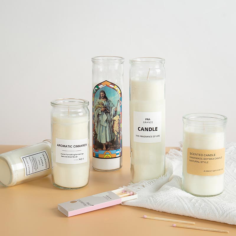 religious glass candle jars
