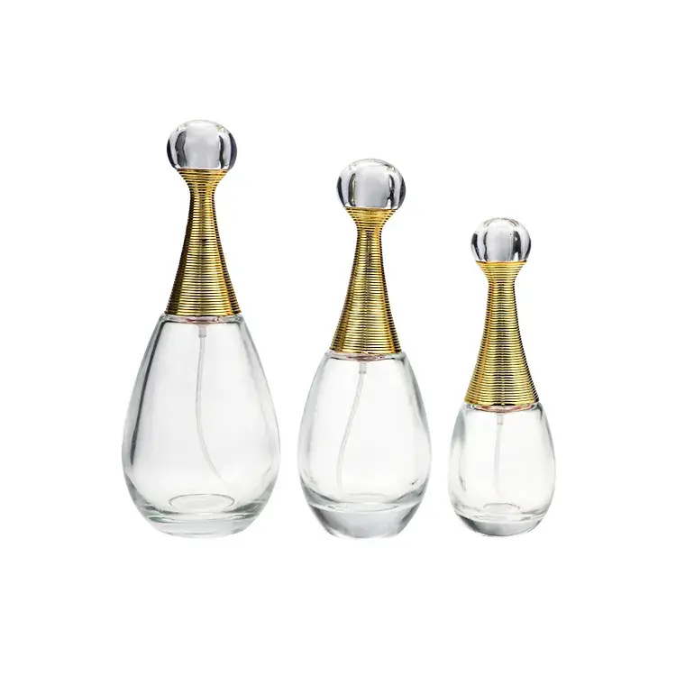 s-1022 60ml water drop shape luxury clear glass spray bottle