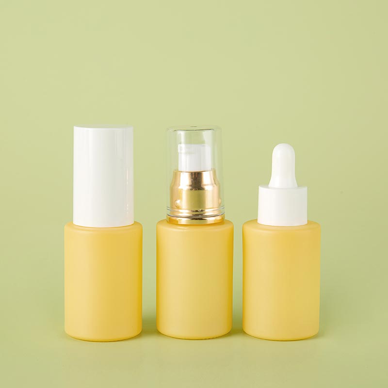 1OZ Yellow Frosting Serum Lotion Glass Bottles with Dropper Pump - Xuzhou OLU Daily Products Co., Ltd.