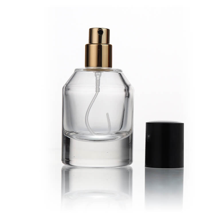 Round Empty Mist Spray Thick Glass Perfume Bottle with Cap